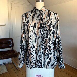 Vintage 80s ET AL by Ronnie Rosado Abstract Animal Print Blouse // Size 4